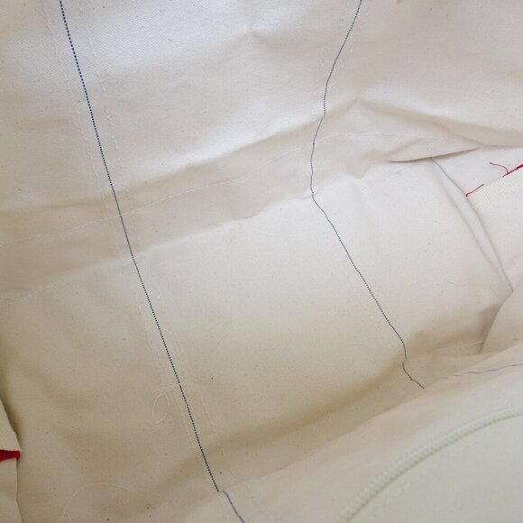 Vintage 90s LL Bean Boat Tote Bag Canvas Short Handles Red Jumbo XL 26"x16 Zip - Picture 5 of 7